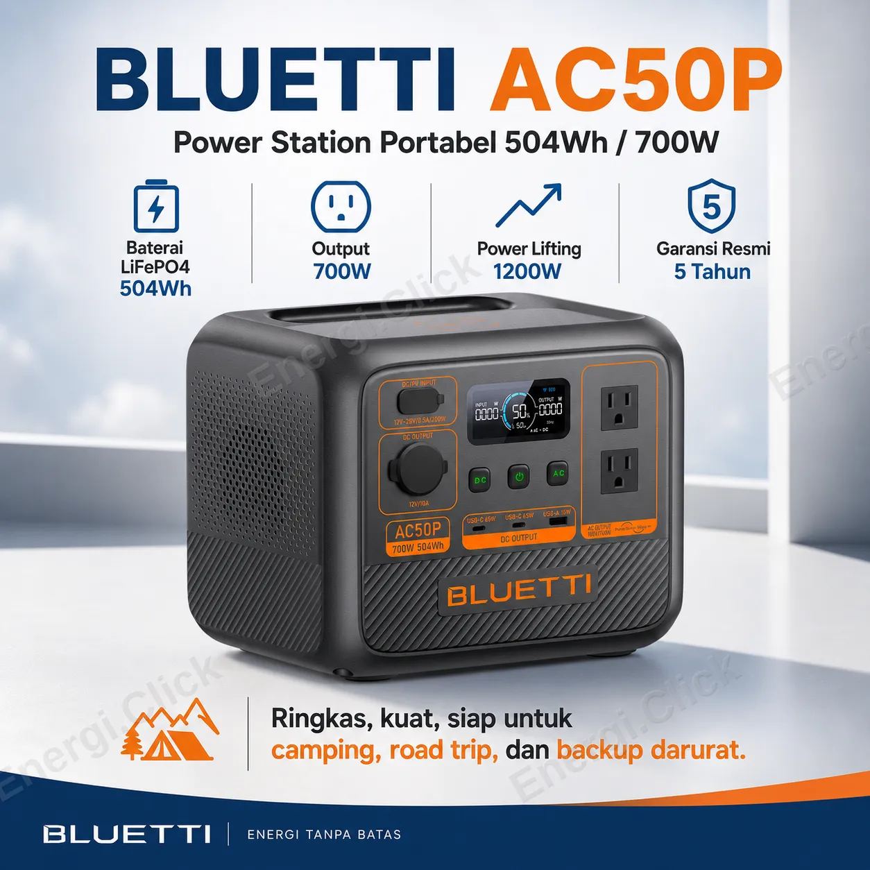BLUETTI AC50P Portable Power Station (504Wh / 700W)